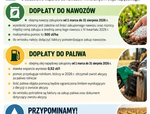 Dopłaty do nawozów i paliwa rolniczego – wnioski tylko do 23 października