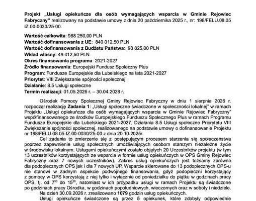 Gmina Rejowiec Fabryczny stawia na opiekę nad seniorami – rusza projekt wart blisko milion złotych