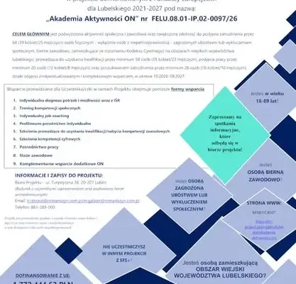 „Akademia Aktywności ON” – bezpłatny projekt dla mieszkańców województwa lubelskiego