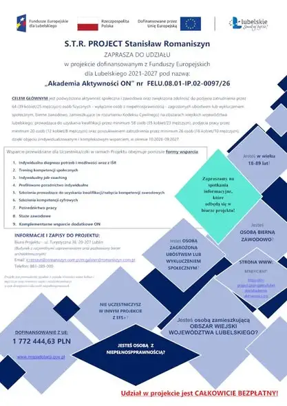 „Akademia Aktywności ON” – bezpłatny projekt dla mieszkańców województwa lubelskiego