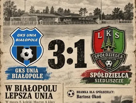 Spółdzielca Siedliszcze przegrywa na wyjeździe z Unią Białopole 1:3