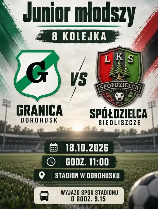 Juniorzy Spółdzielcy Siedliszcze zagrają z Granicą Dorohusk w 8. kolejce