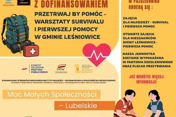 OSP Leśniowice z mikrodotacją „Moc Małych Społeczności – Lubelskie” na warsztaty survivalu i pierwszej pomocy