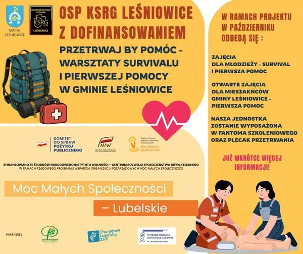 OSP Leśniowice z mikrodotacją „Moc Małych Społeczności – Lubelskie” na warsztaty survivalu i pierwszej pomocy