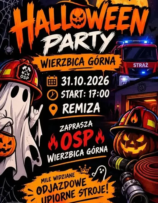 Halloweenowa zabawa w remizie – zaproszenie dla dzieci i młodzieży