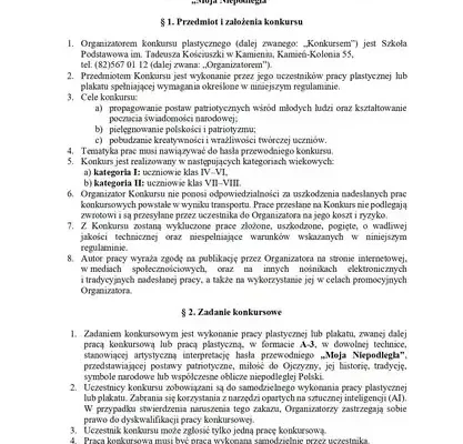 Powiatowy Konkurs Plastyczny „Moja Niepodległa” – zaproszenie dla uczniów klas IV–VIII