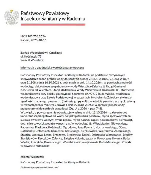 Wierzbica: woda z wodociągu znów zdatna do picia – sanepid odwołał zalecenie przegotowania