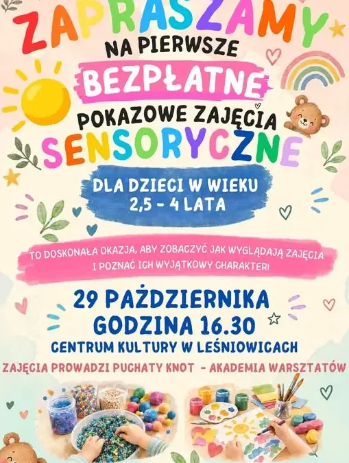 Bezpłatne zajęcia sensoryczne dla maluszków w Leśniowicach