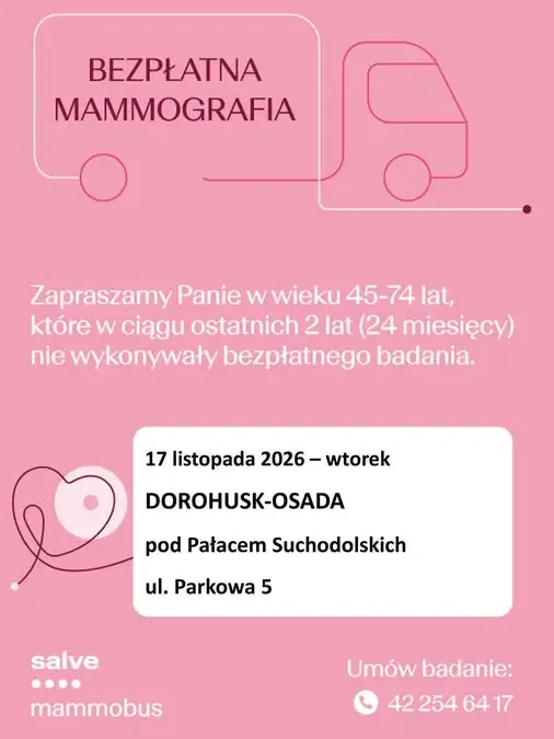 Bezpłatna mammografia w Gminie Dorohusk – mammobus czeka na mieszkanki