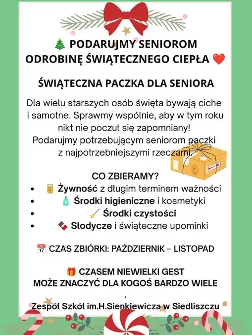 Szkolna zbiórka „Świąteczna paczka dla seniora” w Siedliszczu