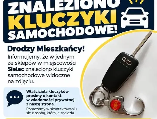 Zgubione kluczyki samochodowe w Sieclu – gmina Leśniowice apeluje o pomoc