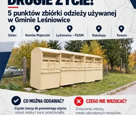 Gmina Leśniowice stawia na drugie życie ubrań – ruszyło pięć punktów zbiórki tekstyliów