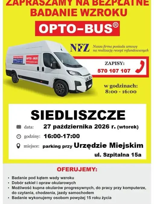 Opto-Bus zaprasza na bezpłatne badanie wzroku w Siedliszczu
