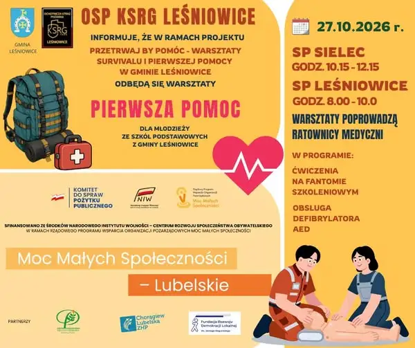 Warsztaty pierwszej pomocy w gminie Leśniowice – OSP szkoli dzieci i młodzież