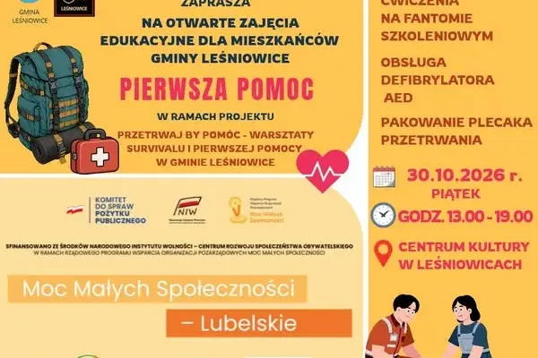 Leśniowice: w piątek bezpłatne zajęcia z pierwszej pomocy w Centrum Kultury